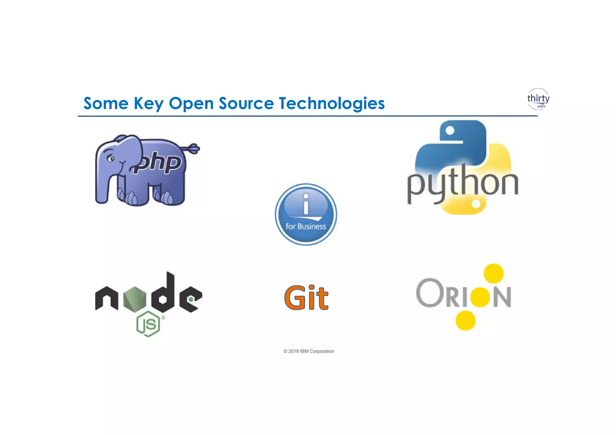 © 2018 IBM Corporation
Some Key Open Source Technologies
 