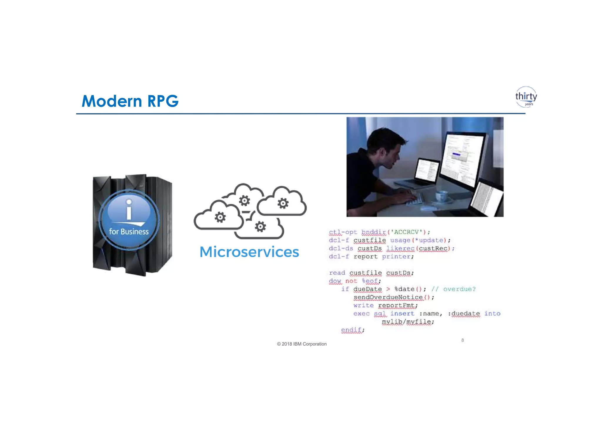 © 2018 IBM Corporation
8
Modern RPG
 