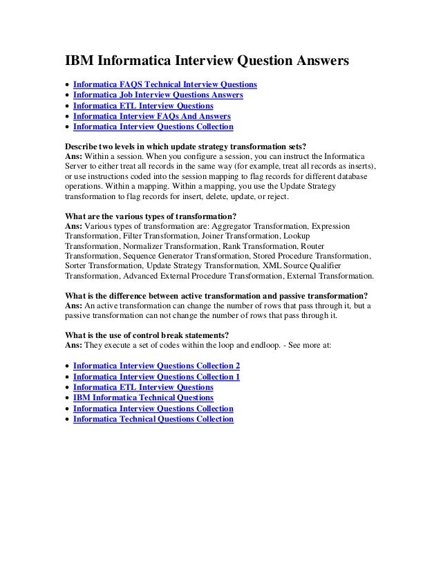 Ibm informatica interview question answers