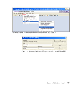 Figure 3-15 Create J0_Import table definitions to repository from DB2: ODBC 1/7




                 Figure 3-16 Create J0_Import table definitions to repository from DB2: ODBC 2/7




                                                              Chapter 3. Retail industry scenario   155
 