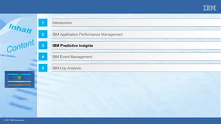 © 2017 IBM Corporation
IBM Application Performance Management2
IBM Predictive Insights3
IBM Event Management4
Introduction1
IBM Log Analysis5
 