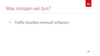 Was müssen wir tun?
34
• Traffic-Quellen manuell erfassen
 