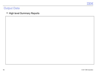 Output Data
      High level Summary Reports




18                                  © 2011 IBM Corporation
 