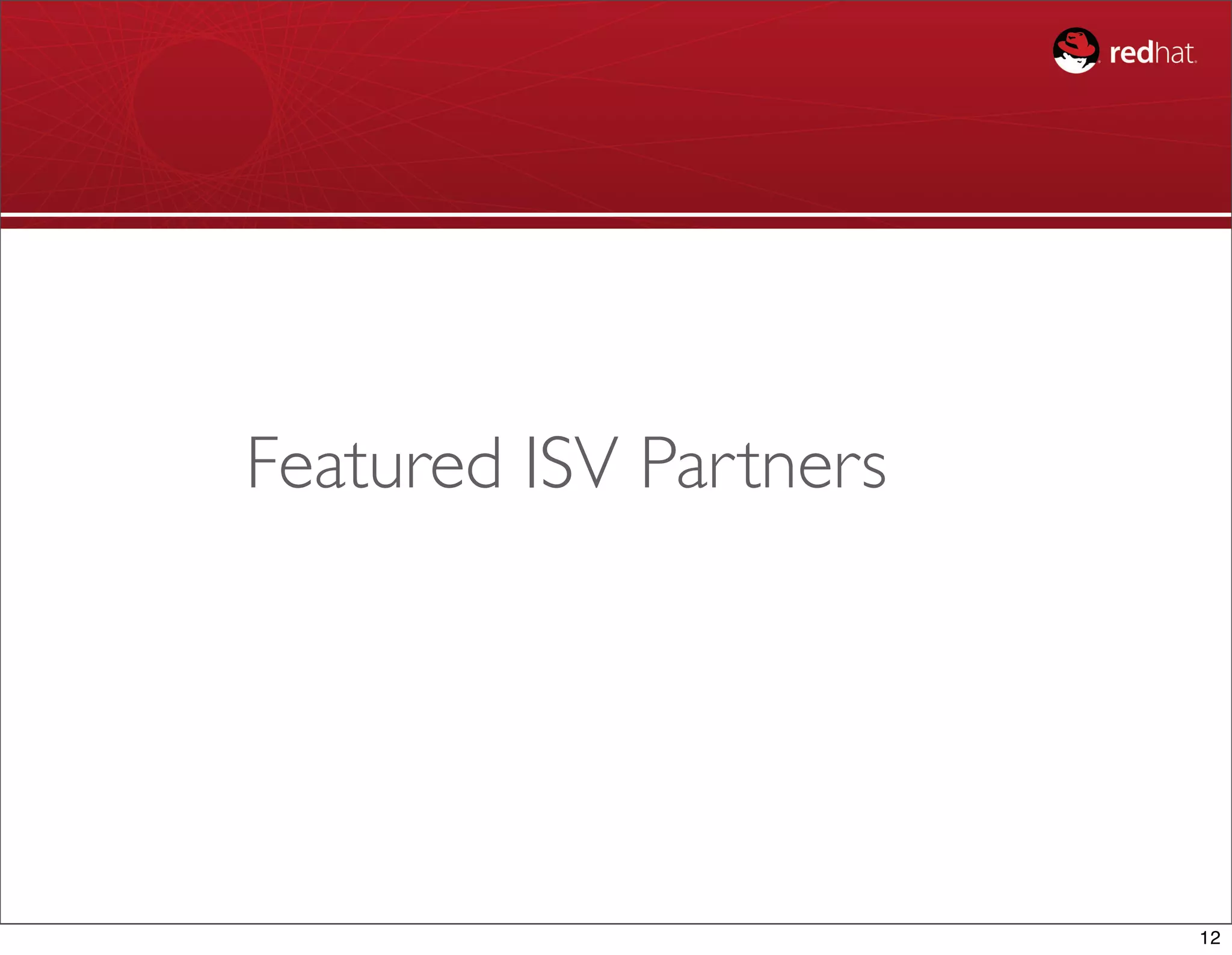 Featured ISV Partners




                        12
 