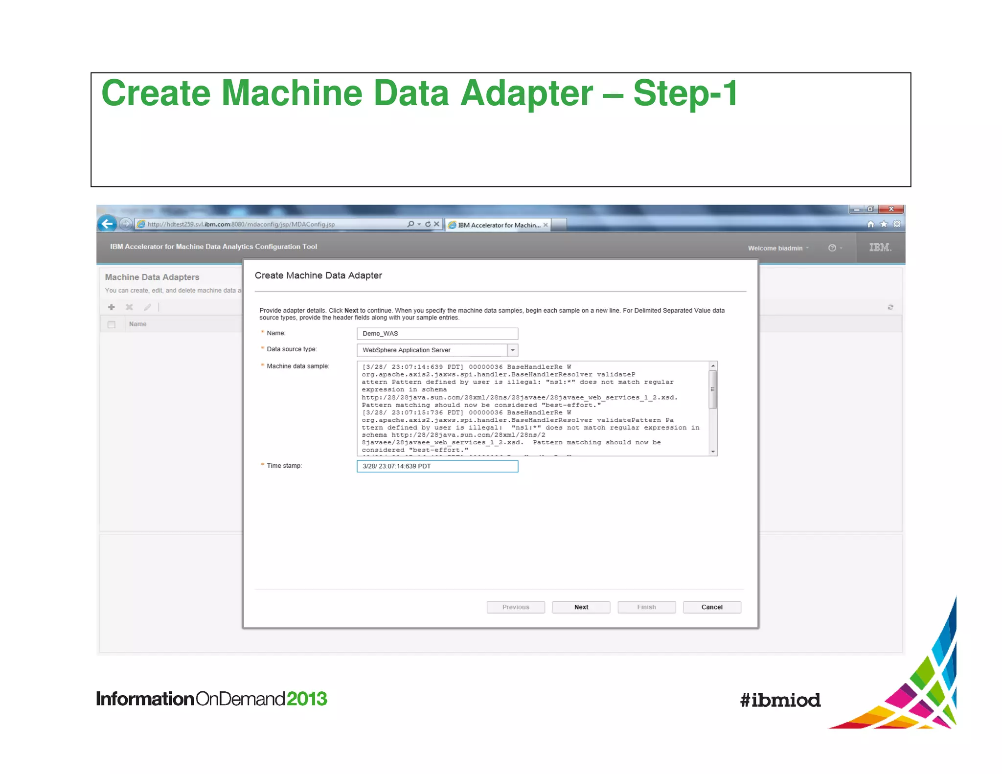Create Machine Data Adapter – Step-1

 