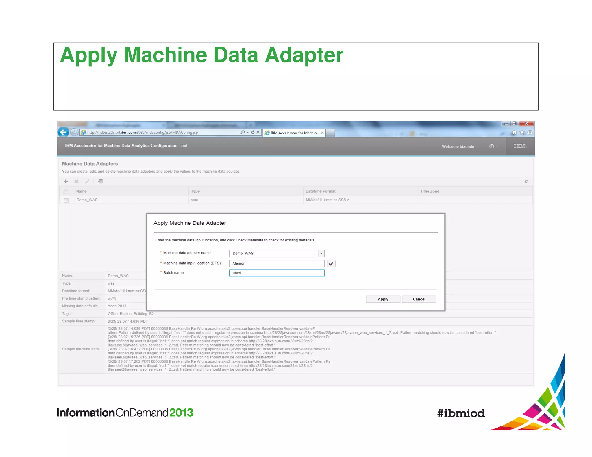 Apply Machine Data Adapter

 