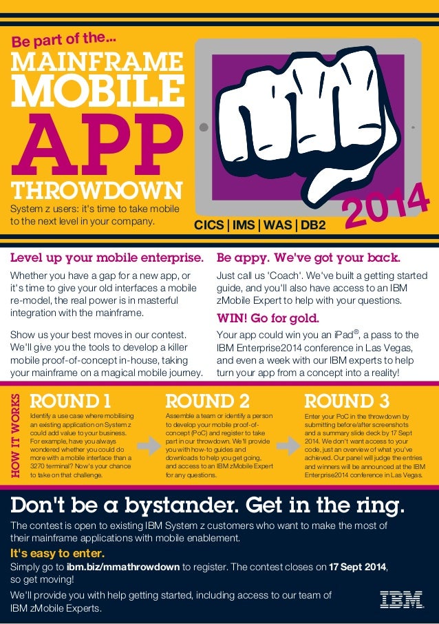 ibm mainframe mobile app throwdown flyer