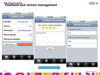 Feedback and version management

31

© 2013 IBM Corporation

 