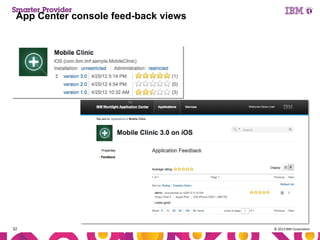App Center console feed-back views

32

© 2013 IBM Corporation

 