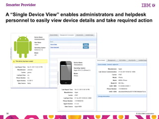 A “Single Device View” enables administrators and helpdesk
personnel to easily view device details and take required action

38

© 2013 IBM Corporation
1

 