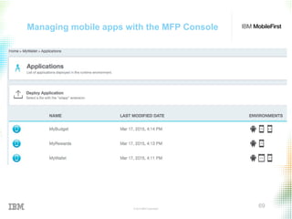 © 2015 IBM Corporation
69
Managing mobile apps with the MFP Console
 