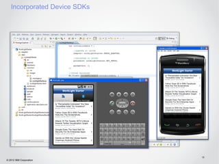 Incorporated Device SDKs




                              18
© 2012 IBM Corporation
 