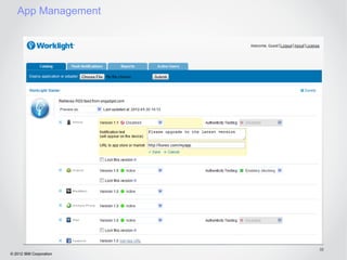 App Management




                         32
© 2012 IBM Corporation
 
