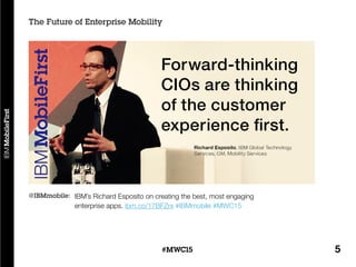5#MWC15
IBM’s Richard Esposito on creating the best, most engaging
enterprise apps. ibm.co/17BFZrx #IBMmobile #MWC15
@IBMmobile:
The Future of Enterprise Mobility
 