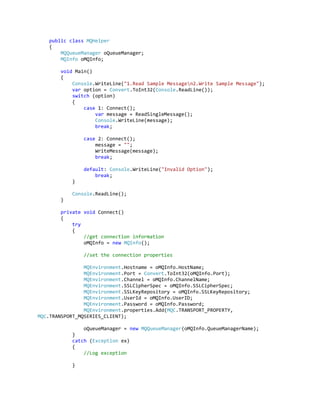 Ibm mq with c# sending and receiving messages | PDF