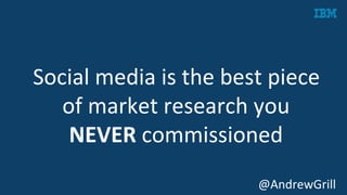 Social	
  media	
  is	
  the	
  best	
  piece	
  
of	
  market	
  research	
  you	
  	
  
NEVER	
  commissioned	
  
@AndrewGrill	
  
 