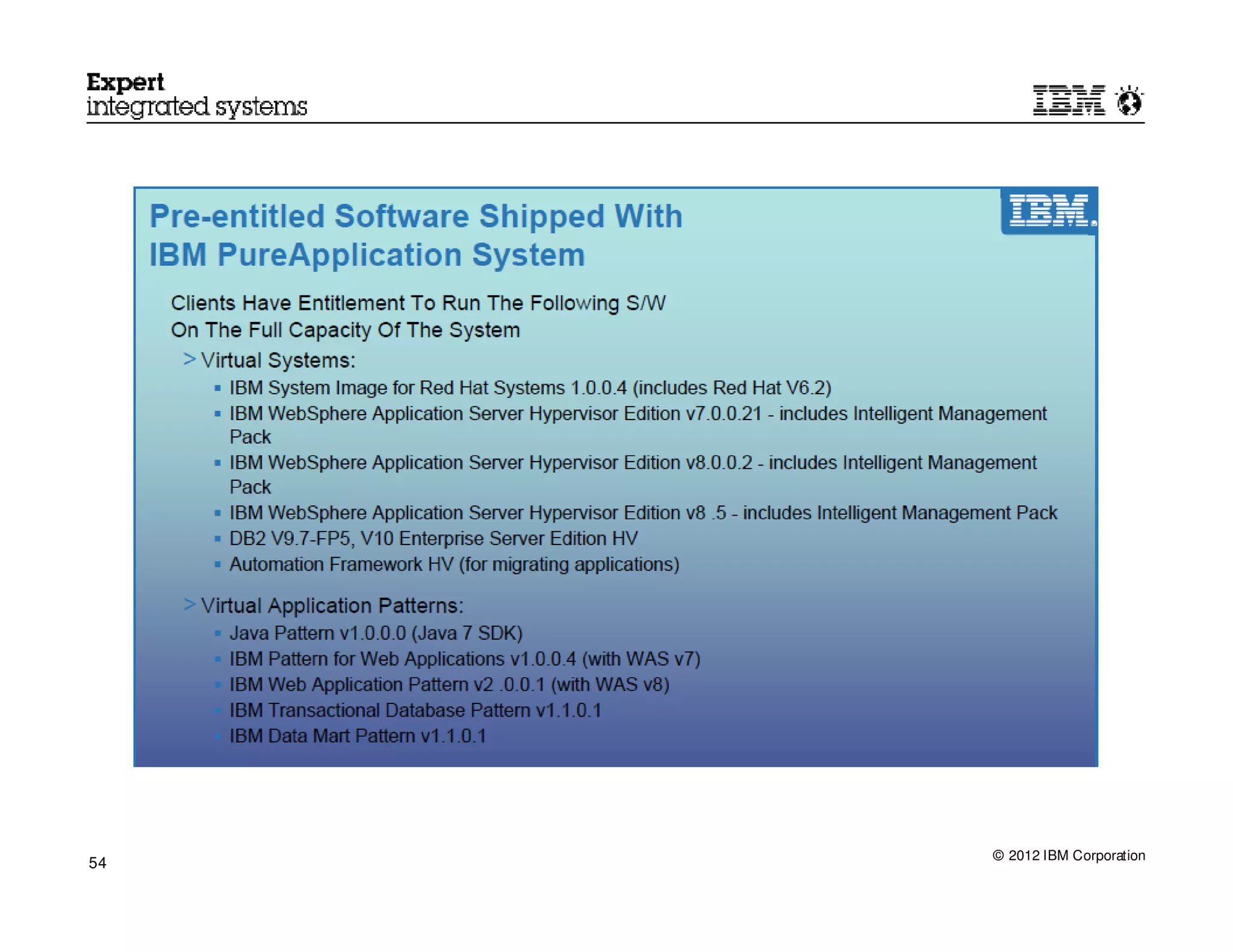 © 2012 IBM Corporation
54
 