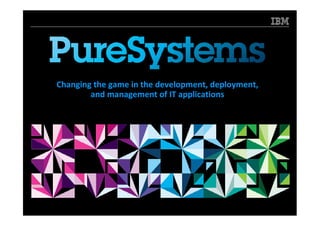 Changing the game in the development, deployment,
        and management of IT applications
 