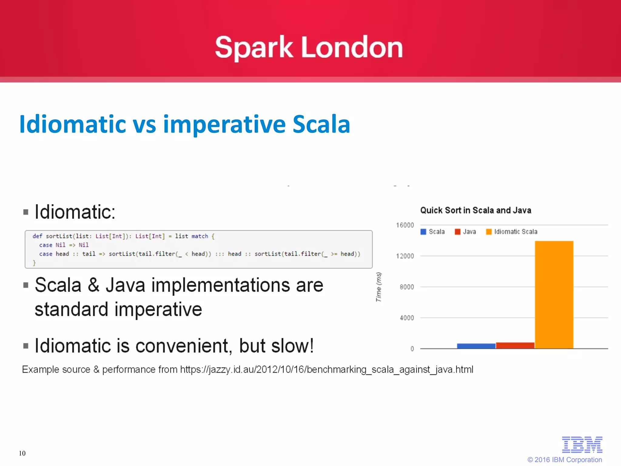 © 2016 IBM Corporation 10 Idiomatic vs imperative Scala 