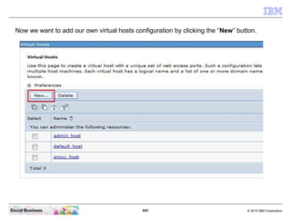 441 © 2010 IBM CorporationSocial Business
Now we want to add our own virtual hosts configuration by clicking the “New” button.
 