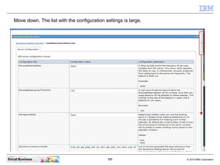 727 © 2010 IBM CorporationSocial Business
Move down. The list with the configuration settings is large.
 