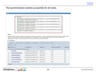 785 © 2010 IBM CorporationSocial Business
The synchronisation started successfully for all nodes.
 