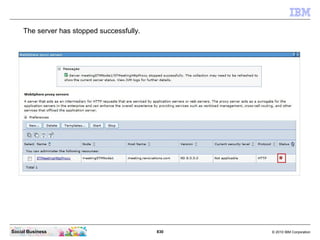830 © 2010 IBM CorporationSocial Business
The server has stopped successfully.
 