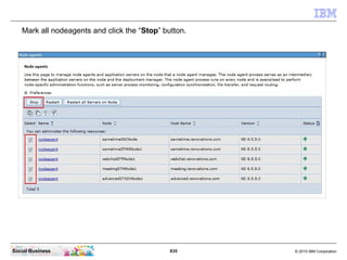 835 © 2010 IBM CorporationSocial Business
Mark all nodeagents and click the “Stop” button.
 