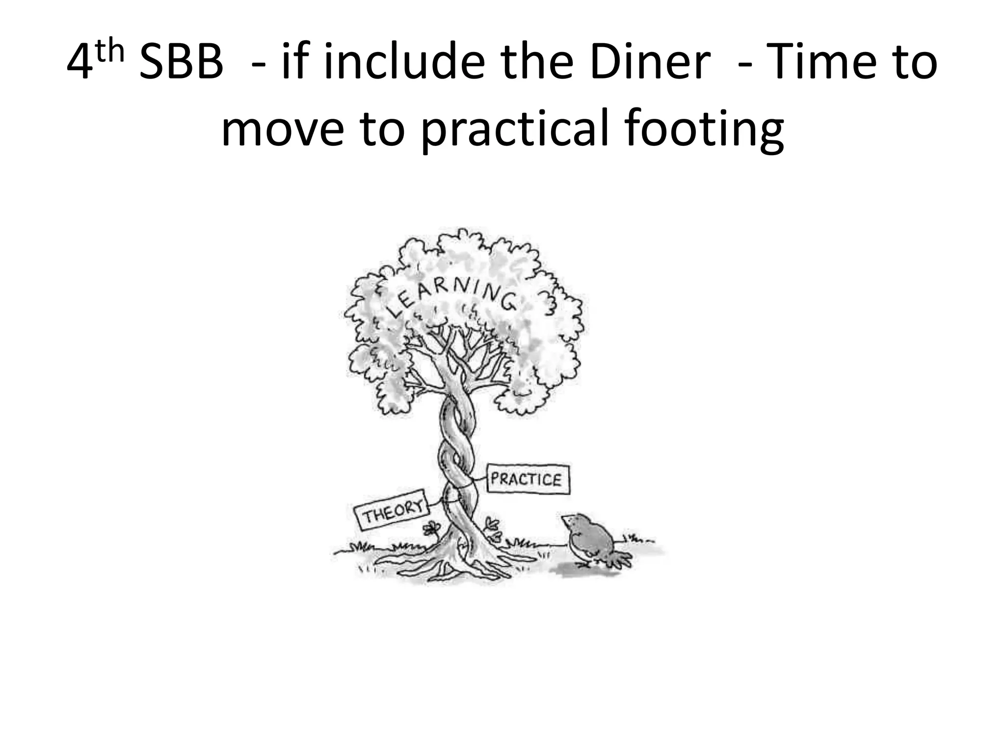 4th SBB - if include the Diner - Time to
       move to practical footing
 