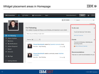 © 2013 IBM Corporation10
iWidget placement areas in Homepage
 