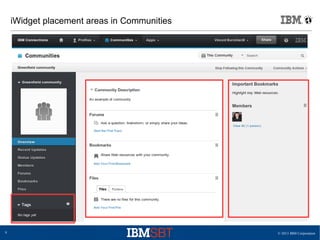 © 2013 IBM Corporation9
iWidget placement areas in Communities
 