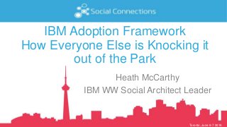 Toronto, June 6-7 2016
IBM Adoption Framework
How Everyone Else is Knocking it
out of the Park
Heath McCarthy
IBM WW Social Architect Leader
 