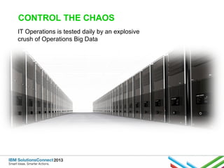 CONTROL THE CHAOS
IT Operations is tested daily by an explosive
crush of Operations Big Data

 