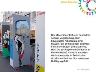 Der Mauerspecht ist eine besonders seltene Vogelgattung. Sein bevorzugter Arbeitsplatz sind Mauern, die er mit seinem enormen Fleiß schnell zum Einsturz bringt. Höst Du das klopfende Geräusch an Deinem Haus? Vorsicht, nachdem der Mauerspecht in Berlin keine Arbeit mehr hat, sucht er ein neues Betätigungsfeld. 