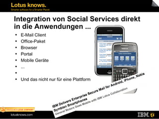 Integration von Social Services direkt in die Anwendungen ... E-Mail Client Office-Paket Browser Portal Mobile Geräte ... Und das nicht nur für eine Plattform 