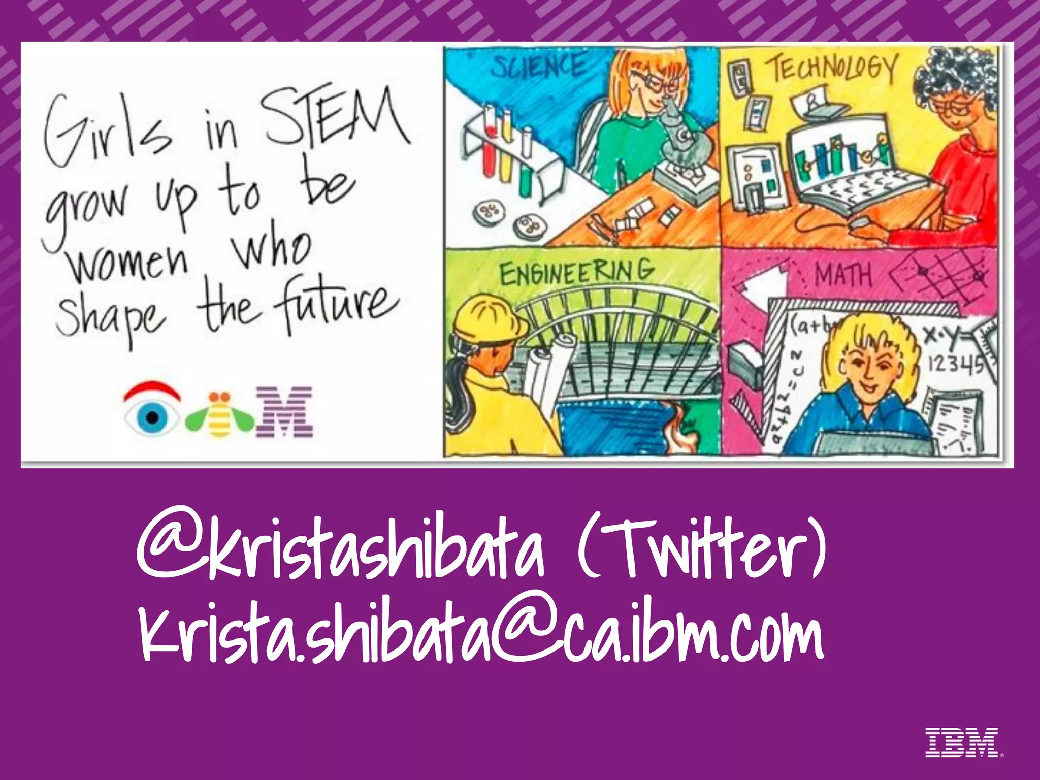 @kristashibata (Twitter)
Krista.shibata@ca.ibm.com
 