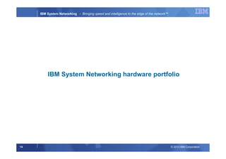 © 2013 IBM Corporation14
IBM System Networking - Bringing speed and intelligence to the edge of the network™
IBM System Networking hardware portfolio
 