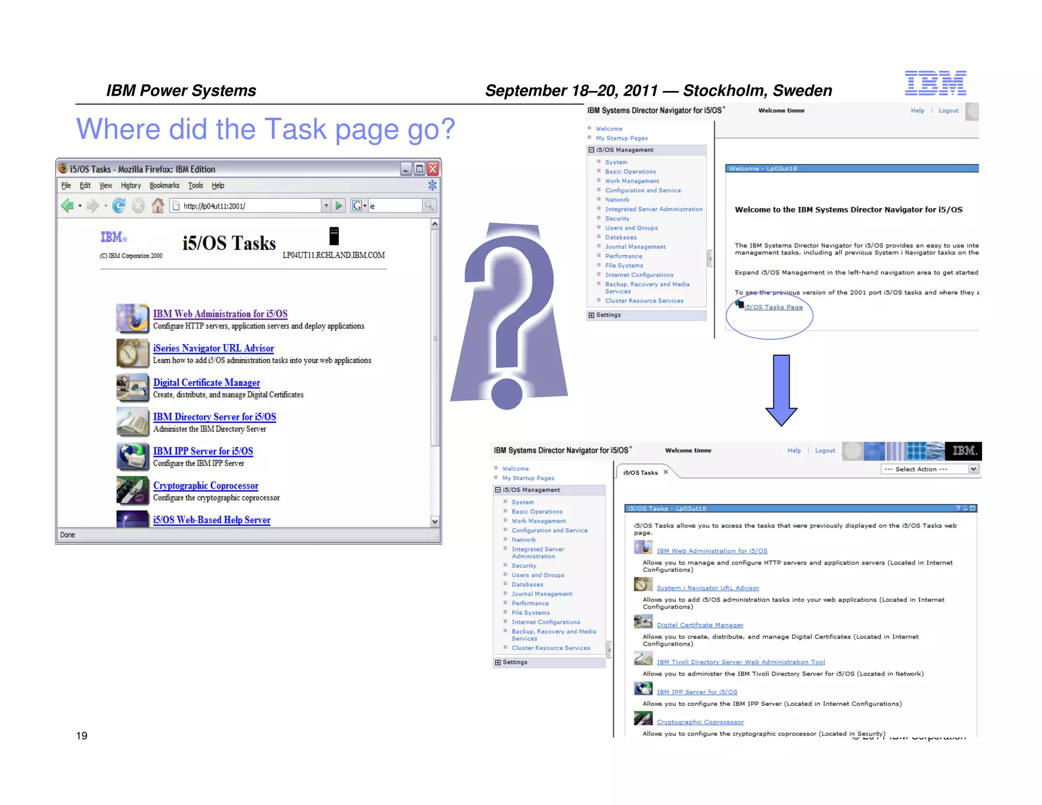 IBM Power Systems        September 18–20, 2011 — Stockholm, Sweden

Where did the Task page go?




19                                                                        © 2011 IBM Corporation
 