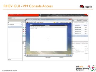IBM 2015
Systems Technical
Symposium© Copyright Red Hat Inc 2015
RHEV GUI -VM Console Access
 