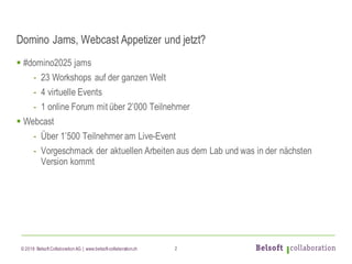 © 2018 Belsoft CollaborationAG | www.belsoft-collaboration.ch
Domino Jams, Webcast Appetizer und jetzt?
§ #domino2025 jams...
