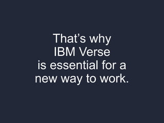 © 2014 IBM Corporation 
That’s why 
IBM Verse 
is essential for a 
new way to work. 
 