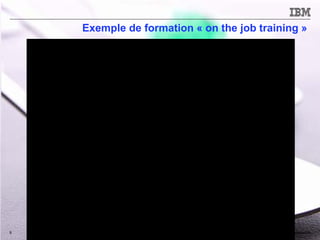 © 2014 IBM Corporation
Exemple de formation « on the job training »
8 IBM Confidential
 
