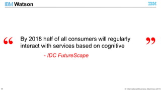 © International Business Machines 2015
IBM Watson
34
“ a”
By 2018 half of all consumers will regularly
interact with services based on cognitive
- IDC FutureScape
 