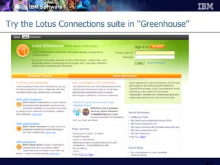 Try the Lotus Connections suite in “Greenhouse” 