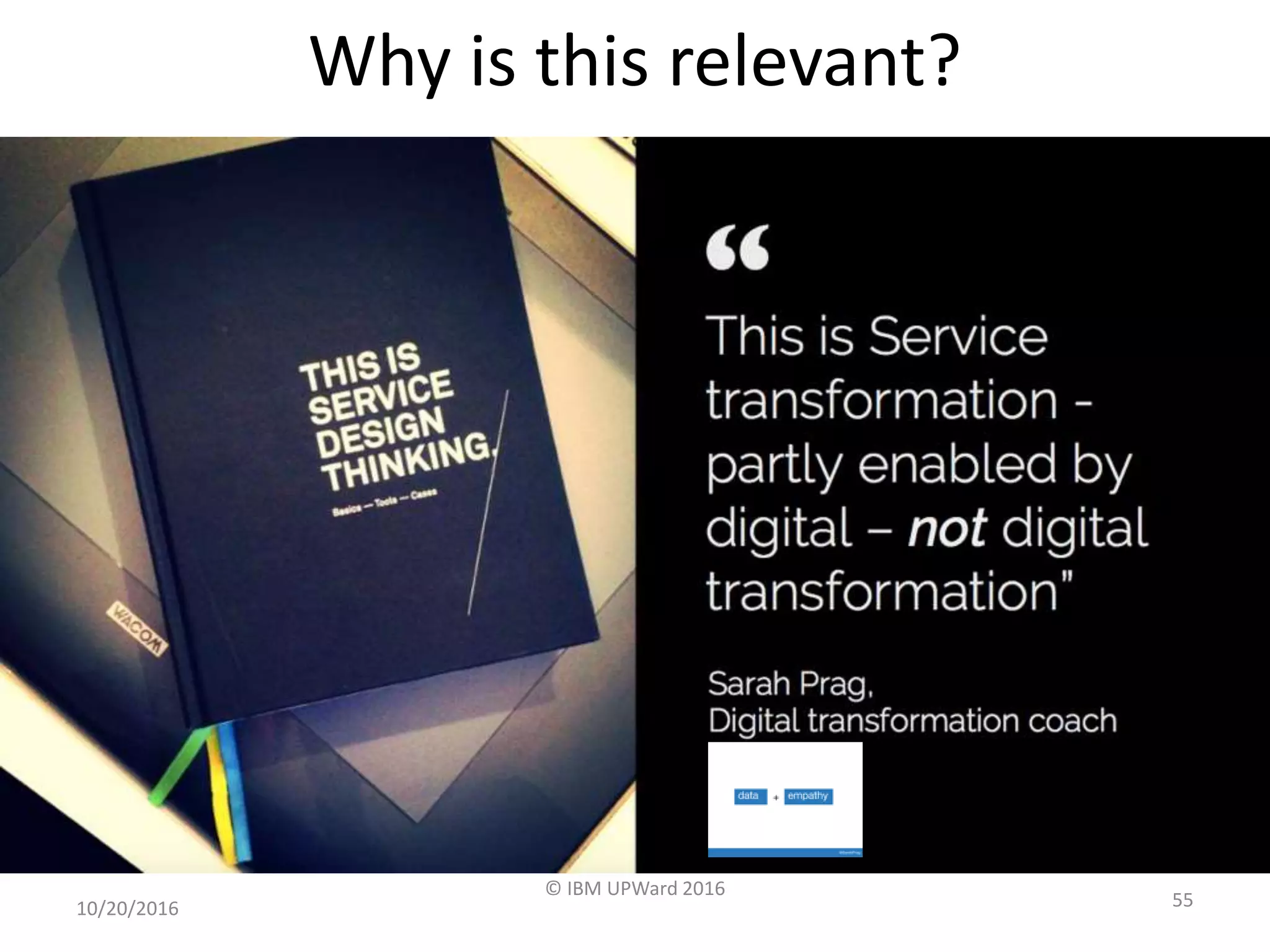 10/20/2016
© IBM UPWard 2016
55
Why is this relevant?
 