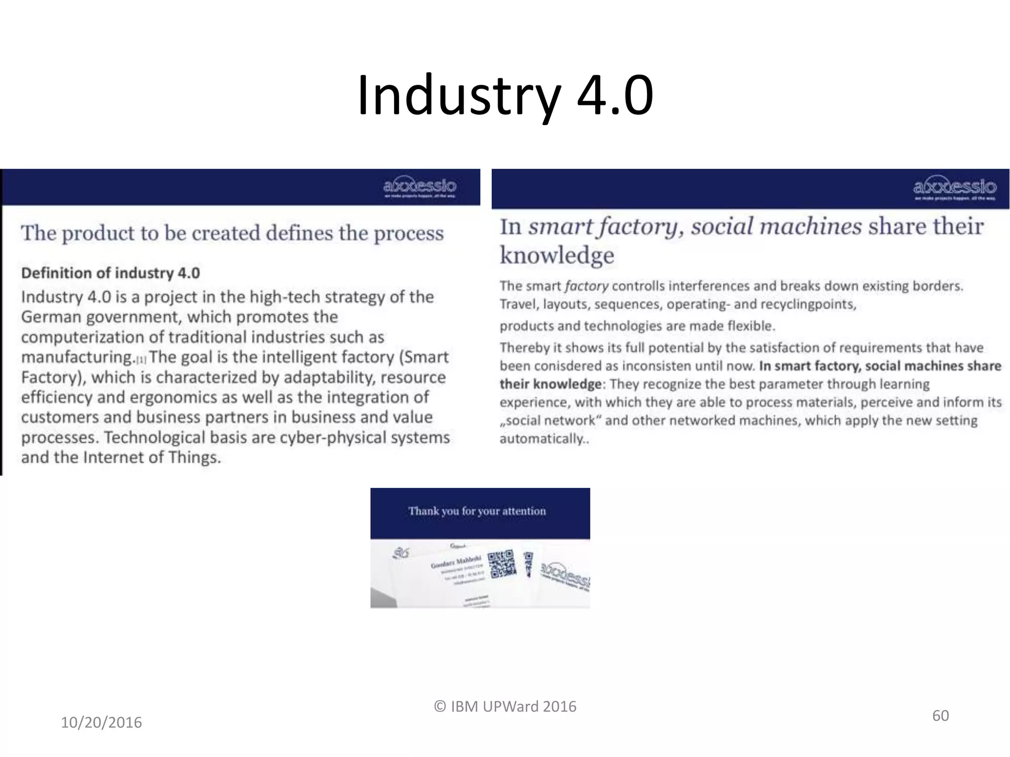 Industry 4.0
10/20/2016
© IBM UPWard 2016
60
 