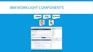 IBMWORKLIGHT COMPONENTS
WYSIWYG Editor and integration to 3rd party libraries
 