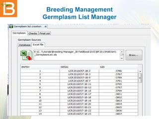 Breeding Management
Germplasm List Manager

 