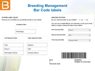Breeding Management
Bar Code labels

 