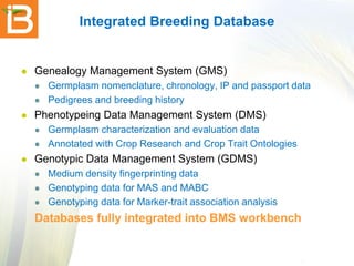 Genotyping
To use molecular technologies, the breeder
wants to:


select population,



select markers,



genotype pop...